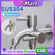 304 Stainless Steel 2 Way Faucet Bibcock Faucet 1in2 out Head Two Way Water Washer Tap Faucet