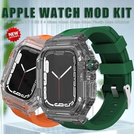 Modification Kit  Rubber Band Transparent Case Strap Bracelet compatible For Apple Watch 9 8 7 45MM 