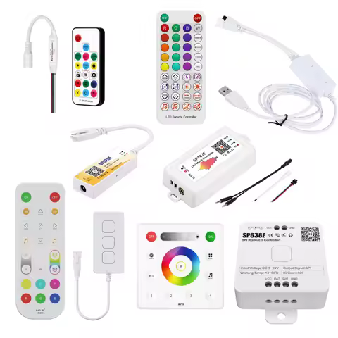 WS2812b WS2811F SPI RGB Pixel LED Controller USB DC 5V 12V 24V Remote Control For Dream Color LED St