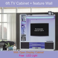 6ft. TV Console with feature wall + Open display Cabinet Free Delivery and Installation