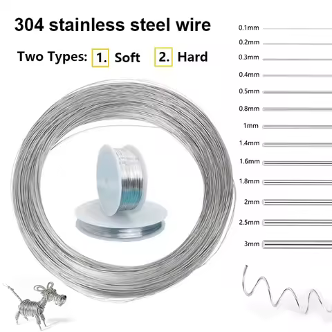 1pcs 1-100 meters 304 Stainless Steel Soft/hard Steel Wire Diameter 0.02-3mm Single Strand Lashing S