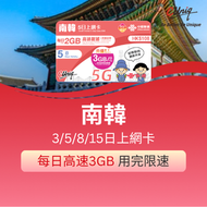 南韓5日上網卡(每日3GB FUP)