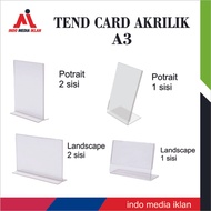 Akrilik A3/Tent Card Akrilik/Acrylic/Akrilik/Akrilik lembaran