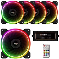 AIGO DR12 PRO 5IN1 DOUBLE RING FAN RGB - FIVE PACK WITH CONTROLLER Original