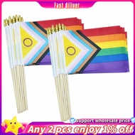 JR-50 Pack Intersex Progress  Pride Stick Flag Small Mini Rainbow Hand Held LGBTQ Flags,5x8 Inch