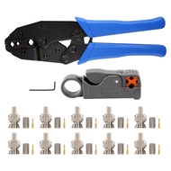 GO Auto-1Set Coax Rf/Bnc Crimp Tools for Rg58 / Rg59 / Rg6 with 10Pcs Bnc Plug Crimp Connector Set