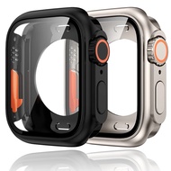 2024 ตัวป้องกันหน้าจอTempered Glass+Cover For Apple Watch case 45mm 44mm 41mm 40mm Accessorie Screen bumper Protector for iwatch serie 9 8 7 6 SE 5 4