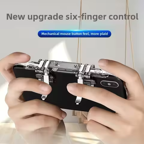 6 Fingers Cell Phone Gamepad Joystick Controller Z06 for PUBG Aim Shooting ABS Key Button Game Trigg