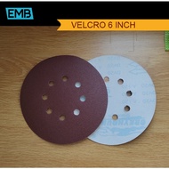 GREYHOUND VELCRO SANDPAPER 6 INCH 8 HOLES / SIZE 6 INCH ROUND ABRASIVE PAPER / GRIT CLOTH STICK 120 
