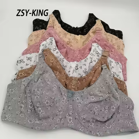 Comfortable Cotton Bras for Women C D E F Cup Full Coverage Supportive Underwear Plus Size 38-50 48 