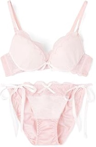 E65 Salmon PK Inner Set, Sheer Dot Tulle Bra & Shorts Set, Salmon PK, 30DDD