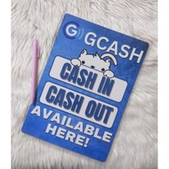 ♞Laminated Gcash Cash In/ Out/ E-load Signage
