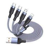 Extra Long 4-in-1 USB to Dual Type-C + Micro USB + Lighting Fast Charging Cable, for iPhone/Samsung 