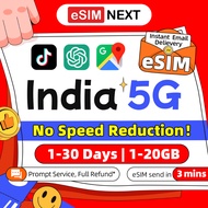 India eSIM 5G 1-30Days 500MB/1GB/2GB Total 3-20GB Unlimited Data | High Speed Travel Data SIM Card
