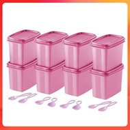 Tupperware 840ml Pink Shelf Savers with Spoon (A2907) Tepung Susu Food Container Ingredient with Sudu Spoon Bekas Set