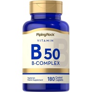 Piping Rock Vitamin B50 Complex | 180 Caplets | Vegetarian, Non-GMO, Gluten Free Supplement