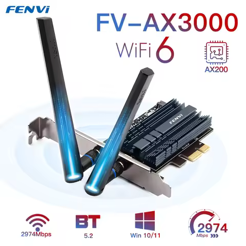 3000Mbps FV-AX3000 Wi-Fi 6 AX200 Wireless PCIe For Bluetooth 5.2 802.11AX 2.4G/5Ghz WiFi Adapter Wi-