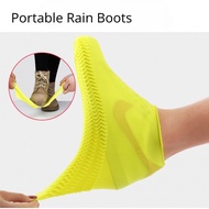 Non-Slip Rubber Boots Rain Boots Reusable Latex Waterproof Shoes Cover Portable Silicone Overshoes Boot Covers Shoe Protector Shoes Accessories