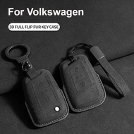 Suede Car Key Case Cover Fob Keychain for VW Volkswagen Golf 7 MK7 Tiguan MK2 for Ateca Leon FR Ibiz