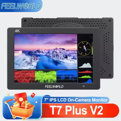 FeelWorld T7 Plus V2 7 Inch 3D LUT On Camera Field DSLR Monitor 1920x1200 IPS Waveform Vector 4K HDM
