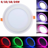 Dual Color White RGB LED Ceiling-Light Fans Recessed Panel Downlight Spot-Lamps