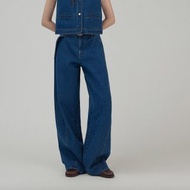 復古vintage 立體斜紋高腰牛仔褲