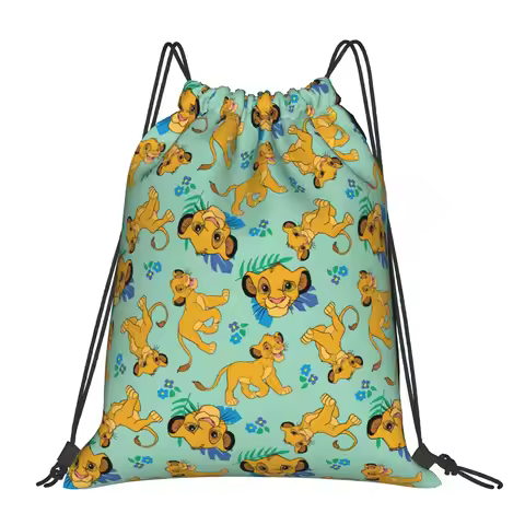 1 pc Cute Cartoon Design The Lion King Portable Travel Drawstring Bags Storage Backpacks