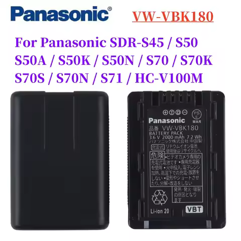 Original VW-VBK180 VW VBK180 Camera Battery 2000mah For Panasonic SDR-S45 S50 S50A S50K S50N S70 S70
