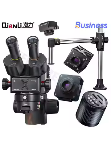 Qianli 6558 Trinocular Microscope No Base 6.5X-58X Industrial Thermal 4K Camera YCS Arm Kit For Phon