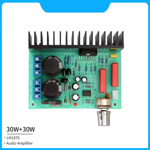 30W Audio Amplifier LM1876 2.0 Channels Stereo Hifi Power Amplifiers Board With JRC4558 Op-Amp