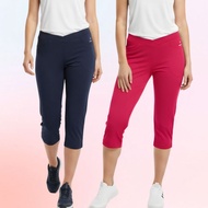 3/4 Sport Pants Women Cotton Lycra 3 Quarter Capri Pants Stretchable (L-7XL)