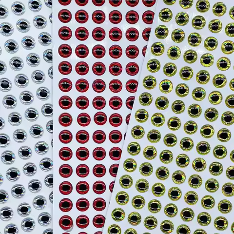 100pcs/lot 3D Eyes 7mm 8mm 9mm 10mm Holographic 3D Eyes High Transparent Fly Fishing Lure Minnow Bai
