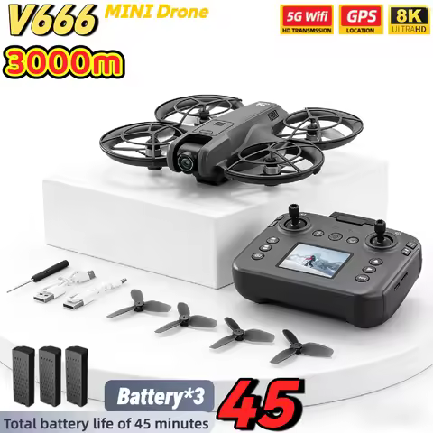 V666 Drone MINI 4K/8K Professional LCD RC UVA WIFI Dron Obstacle Avoidance Brushless Altitude Headle