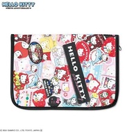 日本 SANRIO HELLO KITTY 貼紙圖案帆布 多功能 手帳 收納袋