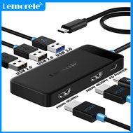 Lemorele TC122 6 in 1 USB C Docking Station Hub Dual HDMI 4K 30Hz Plug and Play for Laptop