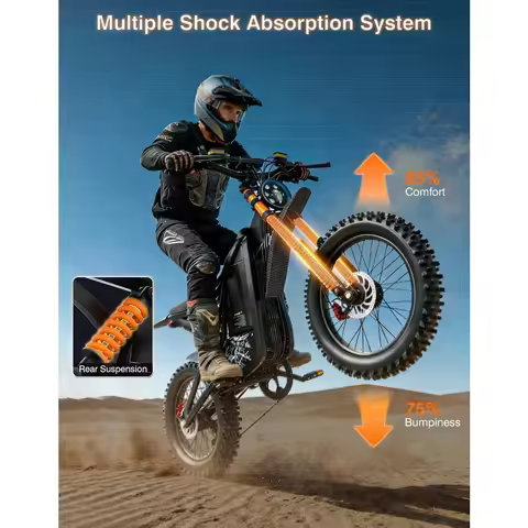 16" Electric Motorcycle Dirt Bike for Adults,5500W Peak Motor,40MPH,60V 30AH Battery,100 Miles Range