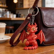 WMH Detailed 3D Printed Western Dragon Keychain With Articulated Wing And Tail Handmade Keyring Acce