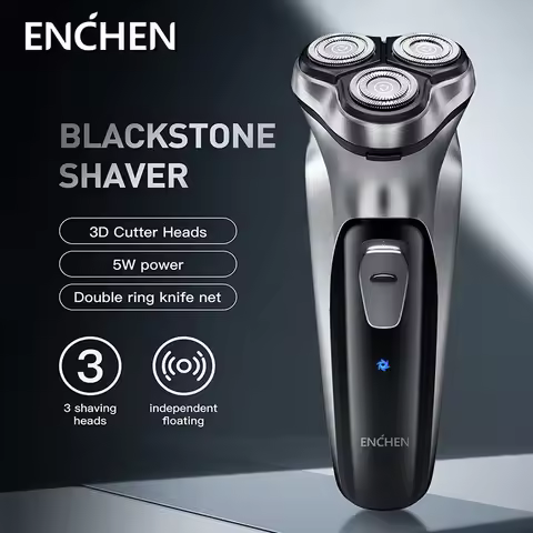 ENCHEN Blackstone Electrical Rotary Shaver for Men 3D Floating Blade Washable Type-C USB Rechargeabl