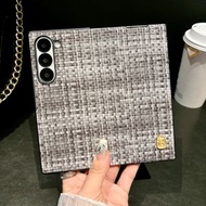 內地直送 - 适用于三星Zfold5手机壳ZFold5翻盖FOLD5保护壳zfold5翻盖编织纹-浅灰色编织纹心系天下 三星Galaxy Z Fold5