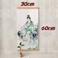 Buddhist Canvas Scroll Painting 30x60cm | Natural Pine Wood Splint | MitPrint