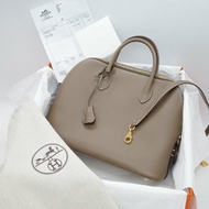 【大全配♥️】Hermes 愛馬仕 Bolide 30 大象灰 牛皮 Z刻 手提包 保齡球包 斜挎包