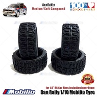 RALLY 1/10 MOBILIO TYRE FOR 1.9" RC CAR RIMS INCLUDING INNER FOAM TIRES READY