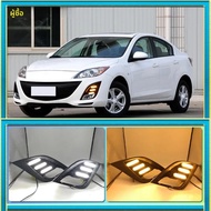 2ชิ้น DRL สำหรับ MAZDA 3 Mazda3 Axela 2010 2011 2012 2013โคมไฟหมอกวิ่งกลางวันสัญญาณไฟเลี้ยวสีเหลือง1