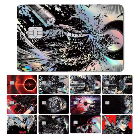 2026 New Magic Shark Dark Anime B-Berserk Guts Laser Holographic Front Sticker Film Skin for Debit C