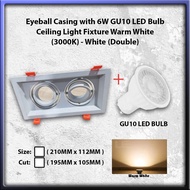 Eyeball Casing with GU10 LED Bulb Douber White - 3000K Warm White