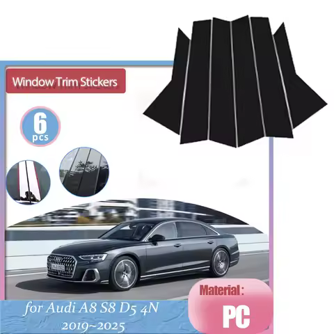 for Audi A8 S8 D5 4N 2019~2025 Silver Carbon Fiber Car Door Window Middle Trim Cover B C Pillar Cent