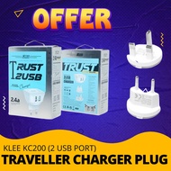 KLEE KC200 TRAVELLER CHARGER 2PIN & 3PIN ADAPTER