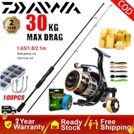 daiwa reel rod fishing set pancing set joran pancing fishing rod spinning reel pancing benang 1.8M