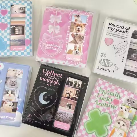 Y2K Fashion Korean 4-Leaf Clover Love Heart Life 4-Grid Album INS Cute Girl Idol 3-in Photo Storage 