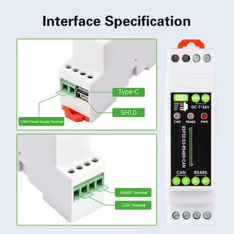 ESP32-S3-RS485-CAN 1 Channel WiFi Bluetooth-compatible Relay RS485 CAN Communicator Type- C Interfac